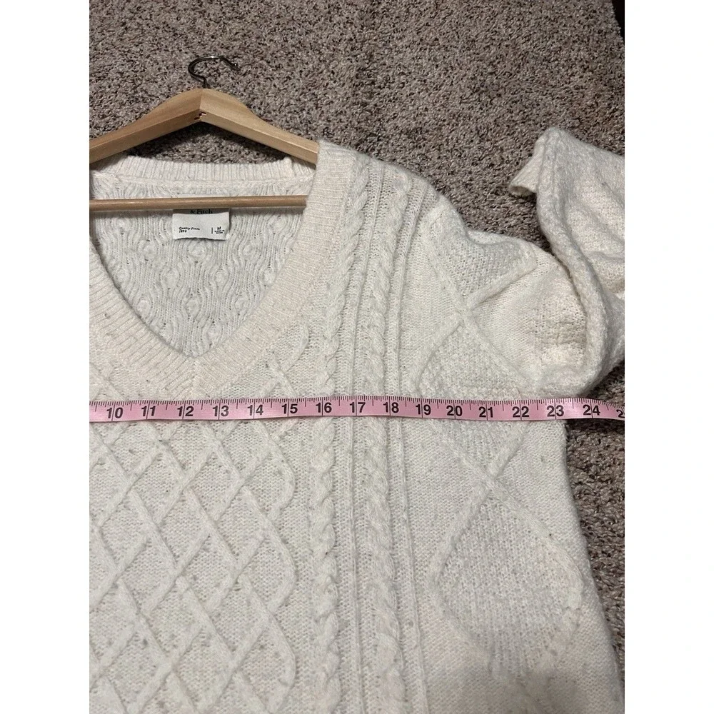 Abercrombie &fitch cable v -neck chunky oversized sweater ivory women size M - Picture 4 of 7